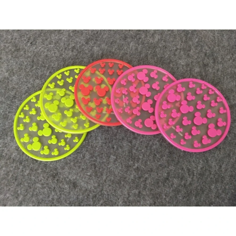 DISNEY Mickey Mouse Silicone Coasters‎ Lot of 5 Mickey Ears 3 Colors Stackable